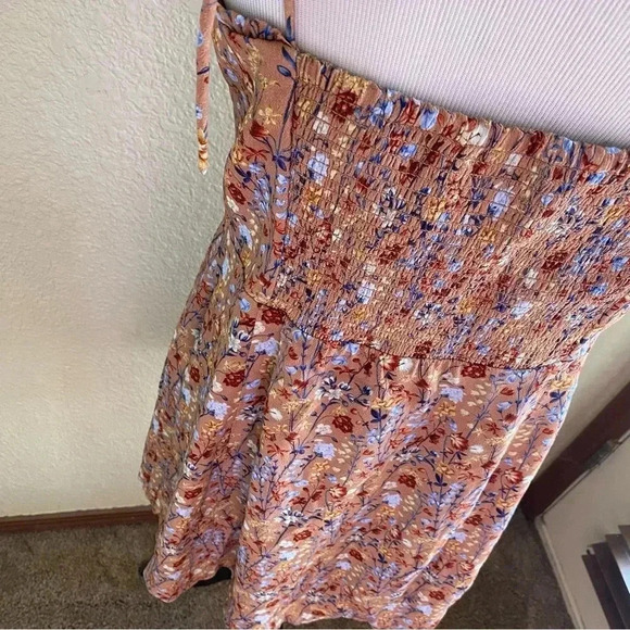 Aritzia Wilfred Free Fable Mini Dress Terracotta Tie Straps Tiered Smocked: 14 - Picture 5 of 14